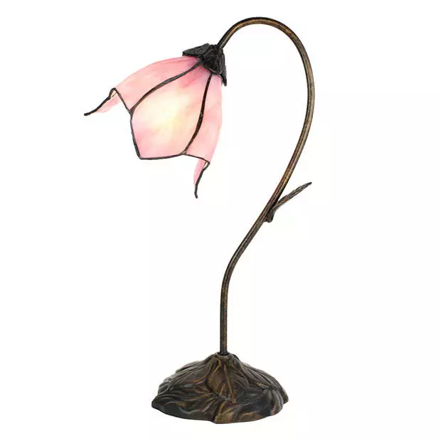 HAES DECO - Tiffany Tafellamp Bloem Roze 30x17x48 Cm Fitting E14 / Lamp Max 1x25W 1 HAES DECO - Tiffany Tafellamp Bloem Roze 30x17x48 Cm Fitting E14 / Lamp Max 1x25W