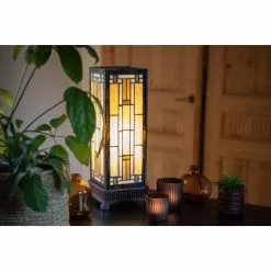 HAES DECO - Tiffany Tafellamp Bruin, Beige 18x18x45 Cm Fitting E27 / Lamp Max 1x60W 5 HAES DECO - Tiffany Tafellamp Bruin, Beige 18x18x45 Cm Fitting E27 / Lamp Max 1x60W -LAMPEN Winkel 3933190 11f82758