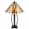 HAES DECO - Tiffany Tafellamp Bruin, Beige 51x44x66 Cm Fitting E27 / Lamp Max 2x60W