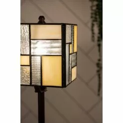 HAES DECO - Tiffany Tafellamp Bruin, Beige, Wit 13x13x28 Cm Fitting E14 / Lamp Max 1x25W -LAMPEN Winkel 3933194 ac39c311