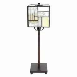 HAES DECO - Tiffany Tafellamp Bruin, Beige, Wit 13x13x28 Cm Fitting E14 / Lamp Max 1x25W -LAMPEN Winkel 3933194 fcc19fc7