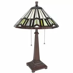 HAES DECO - Tiffany Tafellamp Creme Ø 41x64 Cm Fitting E27 / Lamp Max 2x60W -LAMPEN Winkel 3933218 3c58cf00