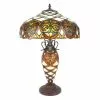 HAES DECO - Tiffany Tafellamp Creme, Bruin Ø 40x61 Cm Fitting E27 / Lamp Max 2x60W