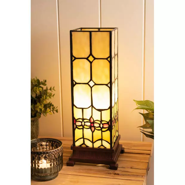 HAES DECO - Tiffany Tafellamp Geel 12x12x35 Cm Fitting E14 / Lamp Max 1x40W 4 HAES DECO - Tiffany Tafellamp Geel 12x12x35 Cm Fitting E14 / Lamp Max 1x40W - Afbeelding 4