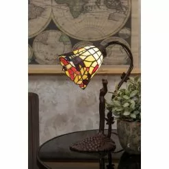 HAES DECO - Tiffany Tafellamp Geel, Bruin 14x13x37 Cm Fitting E14 / Lamp Max 1x40W -LAMPEN Winkel 3933240 8cc0cf77