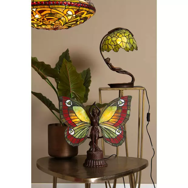 HAES DECO - Tiffany Tafellamp Groen 28x20x41 Cm Fitting E27 / Lamp Max 1x40W 8 HAES DECO - Tiffany Tafellamp Groen 28x20x41 Cm Fitting E27 / Lamp Max 1x40W - Afbeelding 8