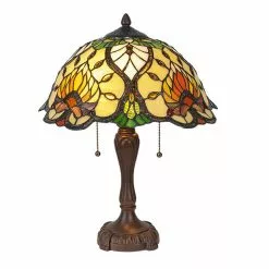 HAES DECO - Tiffany Tafellamp Groen Ø 40x50 Cm Fitting E27 / Lamp Max 2x60W