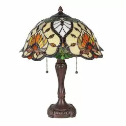 HAES DECO - Tiffany Tafellamp Groen Ø 40x50 Cm Fitting E27 / Lamp Max 2x60W -LAMPEN Winkel 3933253 57e041dd