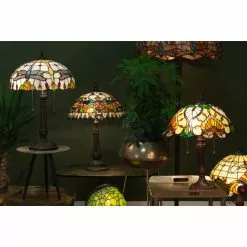 HAES DECO - Tiffany Tafellamp Groen Ø 40x50 Cm Fitting E27 / Lamp Max 2x60W -LAMPEN Winkel 3933253 e8b9dcf0
