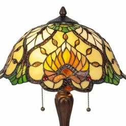 HAES DECO - Tiffany Tafellamp Groen Ø 40x50 Cm Fitting E27 / Lamp Max 2x60W -LAMPEN Winkel 3933253 f0eba6ce