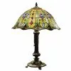 HAES DECO - Tiffany Tafellamp Groen Ø 40x53 Cm Fitting E27 / Lamp Max 2x60W