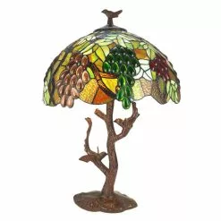 HAES DECO - Tiffany Tafellamp Groen Ø 40x60 Cm Fitting E27 / Lamp Max 2x60W