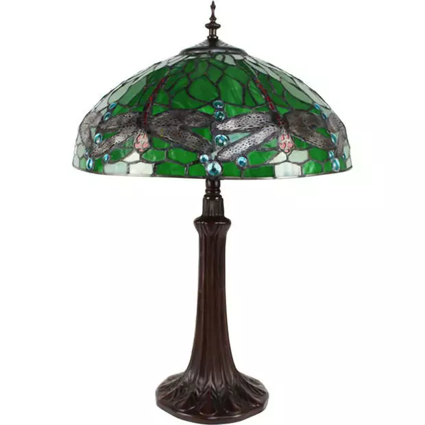 HAES DECO - Tiffany Tafellamp Groen Ø 41x57 Cm Fitting E27 / Lamp Max 2x40W 4 HAES DECO - Tiffany Tafellamp Groen Ø 41x57 Cm Fitting E27 / Lamp Max 2x40W - Afbeelding 4