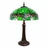 HAES DECO - Tiffany Tafellamp Groen Ø 41x57 Cm Fitting E27 / Lamp Max 2x40W
