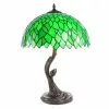 HAES DECO - Tiffany Tafellamp Groen Ø 41x57 Cm Fitting E27 / Lamp Max 2x60W