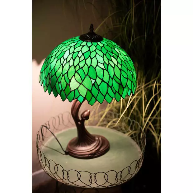 HAES DECO - Tiffany Tafellamp Groen Ø 41x57 Cm Fitting E27 / Lamp Max 2x60W 4 HAES DECO - Tiffany Tafellamp Groen Ø 41x57 Cm Fitting E27 / Lamp Max 2x60W - Afbeelding 4