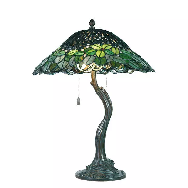 HAES DECO - Tiffany Tafellamp Groen Ø 47x58 Cm Fitting E27 / Lamp Max 2x60W 1 HAES DECO - Tiffany Tafellamp Groen Ø 47x58 Cm Fitting E27 / Lamp Max 2x60W