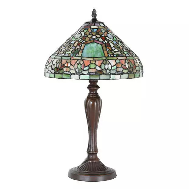 HAES DECO - Tiffany Tafellamp Groen, Bruin, Rood Ø 30x53 Cm Fitting E27 / Lamp Max 1x60W 3 HAES DECO - Tiffany Tafellamp Groen, Bruin, Rood Ø 30x53 Cm Fitting E27 / Lamp Max 1x60W - Afbeelding 3