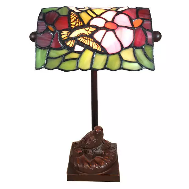 HAES DECO - Tiffany Tafellamp Groen, Roze 15x15x33 Cm Fitting E14 / Lamp Max 1x25W 1 HAES DECO - Tiffany Tafellamp Groen, Roze 15x15x33 Cm Fitting E14 / Lamp Max 1x25W