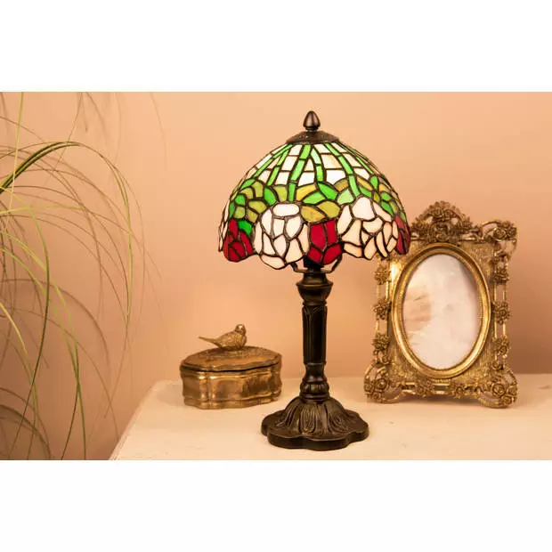 HAES DECO - Tiffany Tafellamp Groen, Roze Ø 21x39 Cm Fitting E14 / Lamp Max 1x25W 4 HAES DECO - Tiffany Tafellamp Groen, Roze Ø 21x39 Cm Fitting E14 / Lamp Max 1x25W - Afbeelding 4