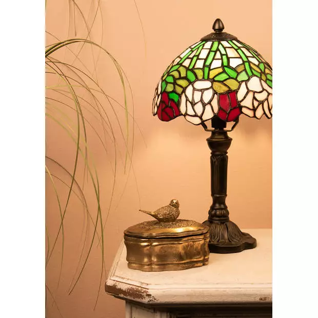 HAES DECO - Tiffany Tafellamp Groen, Roze Ø 21x39 Cm Fitting E14 / Lamp Max 1x25W 2 HAES DECO - Tiffany Tafellamp Groen, Roze Ø 21x39 Cm Fitting E14 / Lamp Max 1x25W - Afbeelding 2