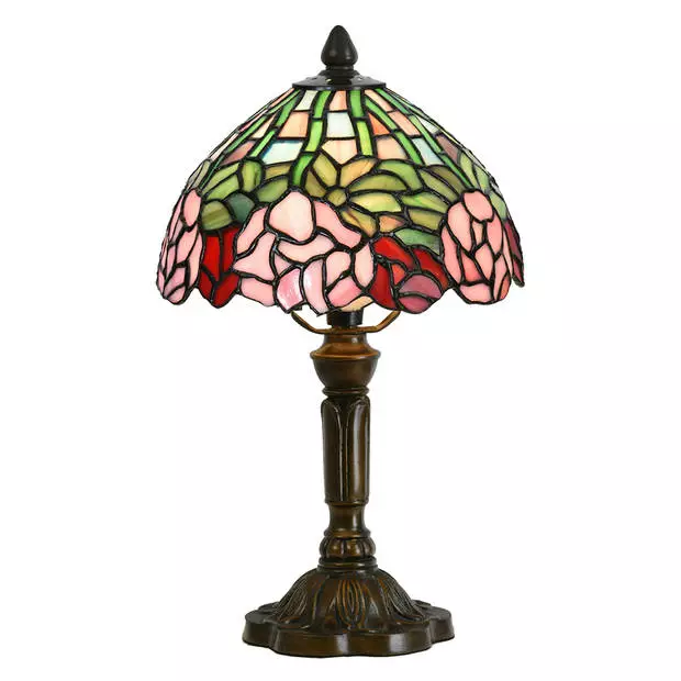 HAES DECO - Tiffany Tafellamp Groen, Roze Ø 21x39 Cm Fitting E14 / Lamp Max 1x25W 1 HAES DECO - Tiffany Tafellamp Groen, Roze Ø 21x39 Cm Fitting E14 / Lamp Max 1x25W