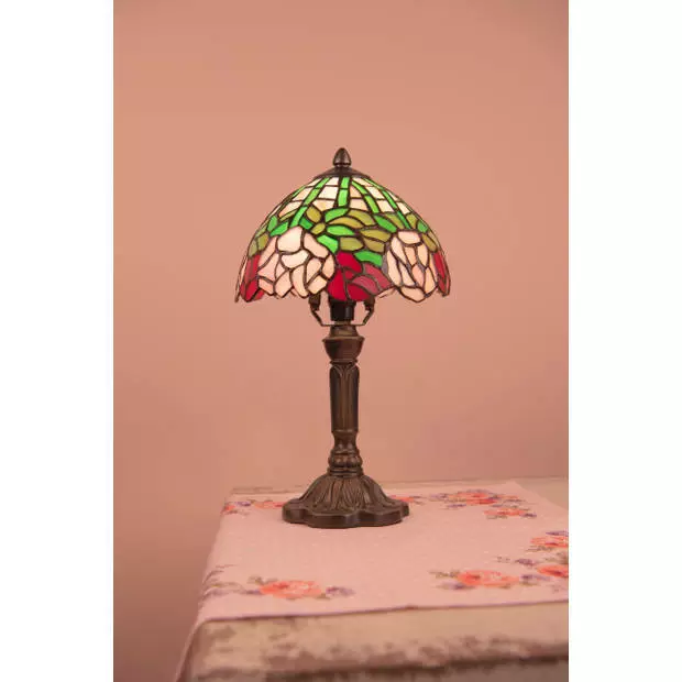 HAES DECO - Tiffany Tafellamp Groen, Roze Ø 21x39 Cm Fitting E14 / Lamp Max 1x25W 3 HAES DECO - Tiffany Tafellamp Groen, Roze Ø 21x39 Cm Fitting E14 / Lamp Max 1x25W - Afbeelding 3
