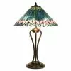 HAES DECO - Tiffany Tafellamp Groen, Roze, Blauw Ø 48x73 Cm Fitting E27 / Lamp Max 2x40W