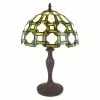 HAES DECO - Tiffany Tafellamp Groen, Wit Ø 30x49 Cm Fitting E27 / Lamp Max 1x60W