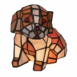 HAES DECO - Tiffany Tafellamp Hond Beige 25x14x17 Cm Fitting E14 / Lamp Max 1x25W -LAMPEN Winkel 3933290 6aeca070