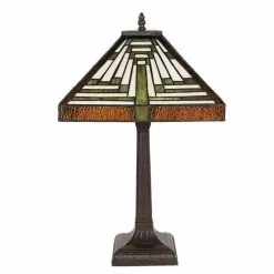 HAES DECO - Tiffany Tafellamp Meerkleurig 31x31x43 Cm Fitting E27 / Lamp Max 2x60W -LAMPEN Winkel 3933298 00df2376