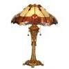 HAES DECO - Tiffany Tafellamp Rood, Beige Ø 40x53 Cm Fitting E27 / Lamp Max 2x60W