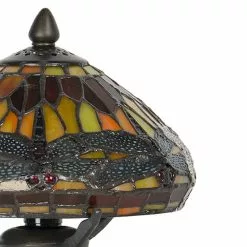 HAES DECO - Tiffany Tafellamp Rood, Bruin Ø 22x21 Cm Fitting E14 / Lamp Max 1x40W -LAMPEN Winkel 3933335 8d4a54c0