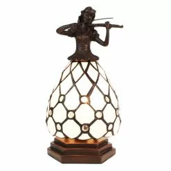 HAES DECO - Tiffany Tafellamp Vrouw Wit, Bruin 12x12x25 Cm Fitting E14 / Lamp Max 1x25W -LAMPEN Winkel 3933360 bbd4200c