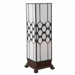 HAES DECO - Tiffany Tafellamp Wit 12x12x36 Cm Fitting E14 / Lamp Max 1x25W -LAMPEN Winkel 3933363 116b0fc2