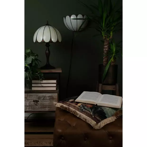 HAES DECO - Tiffany Tafellamp Wit Ø 31x43 Cm Fitting E27 / Lamp Max 1x40W 3 HAES DECO - Tiffany Tafellamp Wit Ø 31x43 Cm Fitting E27 / Lamp Max 1x40W - Afbeelding 3
