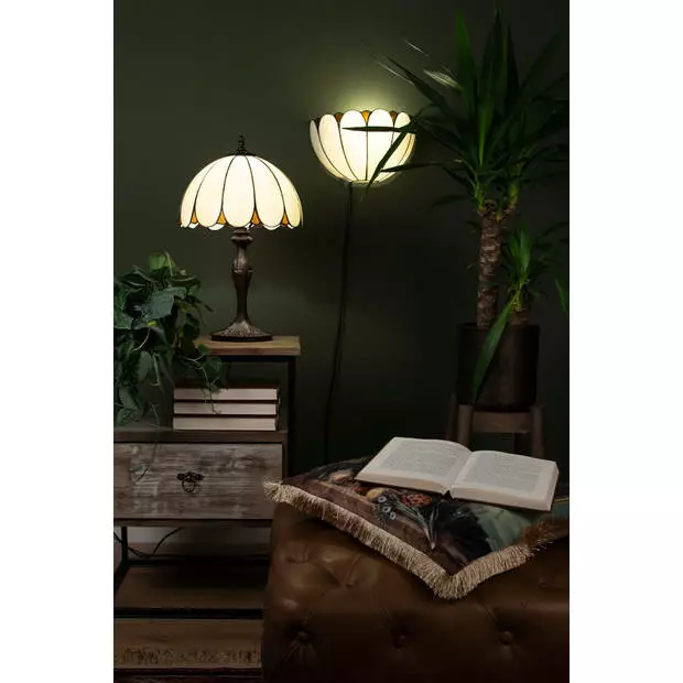HAES DECO - Tiffany Tafellamp Wit Ø 31x43 Cm Fitting E27 / Lamp Max 1x40W 2 HAES DECO - Tiffany Tafellamp Wit Ø 31x43 Cm Fitting E27 / Lamp Max 1x40W - Afbeelding 2