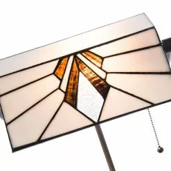 HAES DECO - Tiffany Tafellamp Wit, Bruin 32x27x51 Cm Fitting E27 / Lamp Max 1x60W -LAMPEN Winkel 3933375 561193df