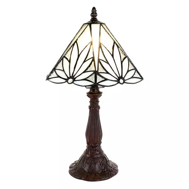 HAES DECO - Tiffany Tafellamp Wit, Bruin Ø 20x34 Cm Fitting E14 / Lamp Max 1x40W 2 HAES DECO - Tiffany Tafellamp Wit, Bruin Ø 20x34 Cm Fitting E14 / Lamp Max 1x40W - Afbeelding 2