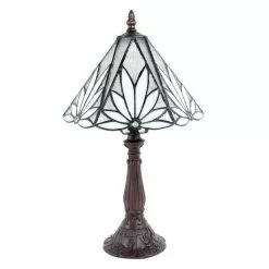 HAES DECO - Tiffany Tafellamp Wit, Bruin Ø 20x34 Cm Fitting E14 / Lamp Max 1x40W 5 HAES DECO - Tiffany Tafellamp Wit, Bruin Ø 20x34 Cm Fitting E14 / Lamp Max 1x40W -LAMPEN Winkel 3933377 fbe0e8bb
