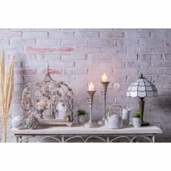 HAES DECO - Tiffany Tafellamp Wit, Bruin Ø 25x43 Cm Fitting E27 / Lamp Max 1x40W -LAMPEN Winkel 3933379 82a0402b