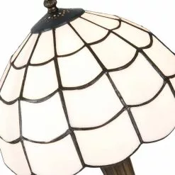 HAES DECO - Tiffany Tafellamp Wit, Bruin Ø 25x43 Cm Fitting E27 / Lamp Max 1x40W -LAMPEN Winkel 3933379 8c6841d0