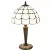 HAES DECO - Tiffany Tafellamp Wit, Bruin Ø 25x43 Cm Fitting E27 / Lamp Max 1x40W