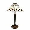 HAES DECO - Tiffany Tafellamp Wit, Bruin Ø 40x63 Cm Fitting E27 / Lamp Max 2x60W