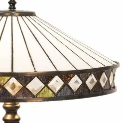 HAES DECO - Tiffany Tafellamp Wit, Bruin Ø 41x59 Cm Fitting E27 / Lamp Max 2x60W -LAMPEN Winkel 3933384 16ad9d1d