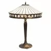 HAES DECO - Tiffany Tafellamp Wit, Bruin Ø 41x59 Cm Fitting E27 / Lamp Max 2x60W