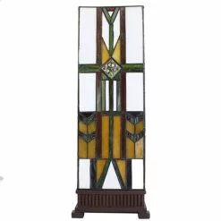 HAES DECO - Tiffany Tafellamp Wit, Geel, Groen 18x18x48 Cm Fitting E14 / Lamp Max 1x40W -LAMPEN Winkel 3933387 ac3a8a7c