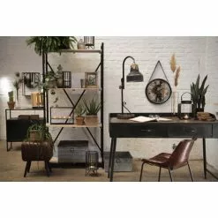 HAES DECO - Tafellamp - Industrial - Vintage / Retro Lamp, Ø 25x30 Cm - Bruin Hout - Bureaulamp, Sfeerlamp, Nachtlampje -LAMPEN Winkel 3946831 00d8578d