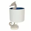 HAES DECO - Tafellamp - Beachlife - Zeepaard In Lamp, Ø 23x44 Cm - Beige / Wit - Bureaulamp, Sfeerlamp, Nachtlampje