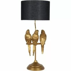 HAES DECO - Tafellamp - City Jungle - Goudkleurige Papagaaien Lamp, Ø 33x79 Cm - Bureaulamp, Sfeerlamp -LAMPEN Winkel 3946842 da6a11ff